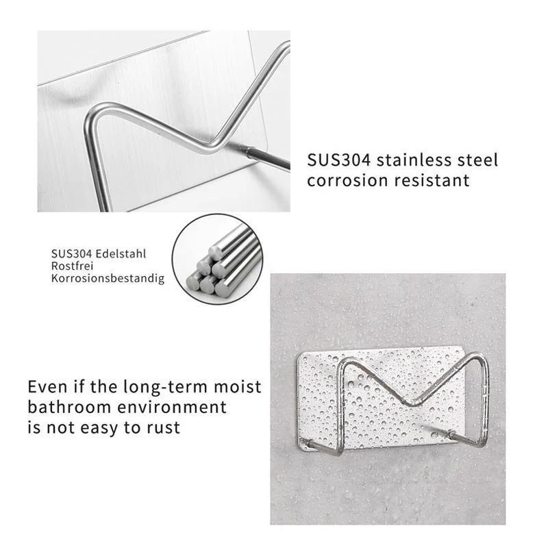 1 Pcs Stainless Steel Sink Sponges Self Adhesive Drain Drying Shelf Kitchen Accessories Storage Holder Wall Hooks