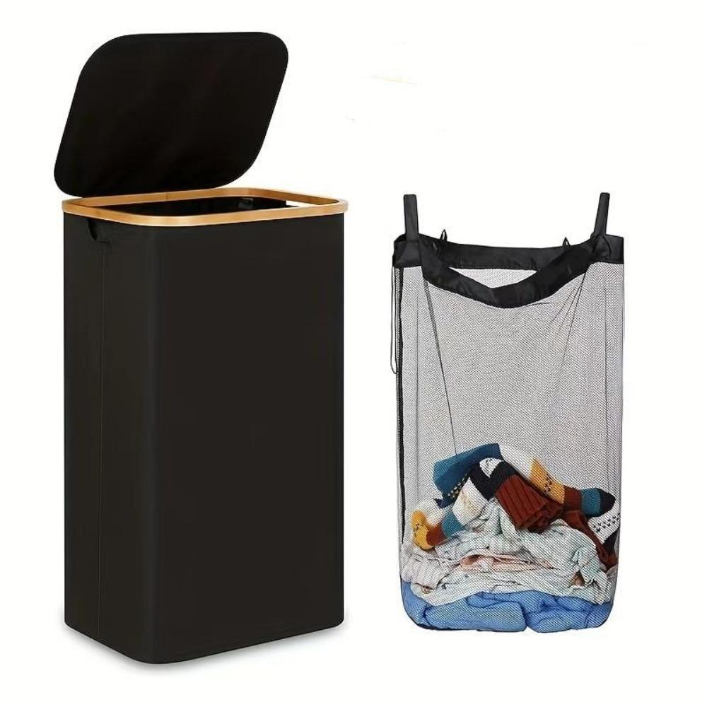 

110L Знімний кошик для одягу, мішок для білизни, новий кошик для білизни для ванної кімнати чорний