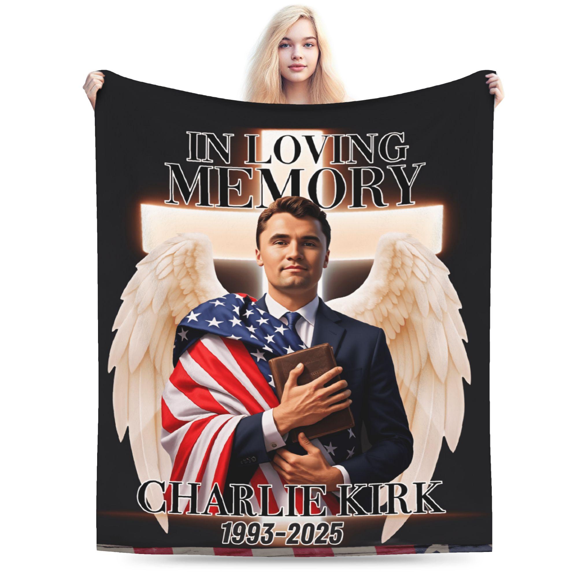 

Warm Soft Blanket Child Picnic Charlie Kirk Angelic Advocate Throw Blanket Flannel Bedspread For Outdoor Novelty Sofa Bed Cover 70x100cm