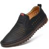 Sandali Casual da Uomo Estivi in Morbida Pelle Perforata con Suola Antiscivolo