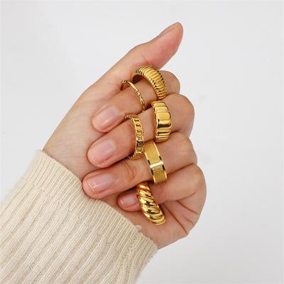 Croissant Ring Titanium Steel Stainless Steel Jewelry Women's High-Grade Gold Ring