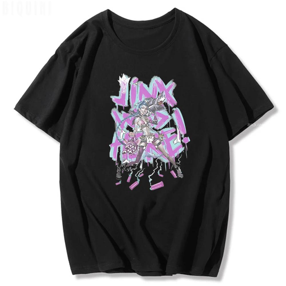 Jinx Arcane Monkey T Shirt Anime Cosplay Tees Women Men Unisex Grunge Aesthetic Short Sleeve 100% Cotton Print Summer Streetwear