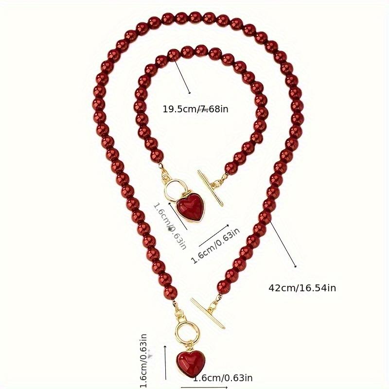 Luxurious Heart Set Acrylic Heart Set Necklace Bracelet Stylish and Elegant Charm