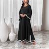 Patchwork White Lace Trim Crew Neck Split Flowy Midi Dress, Popular in Middle East Dubai for Women