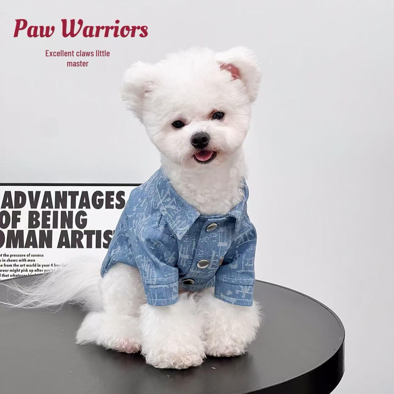 

Blue Chinese-Style Dog Shirt with Family Names – Large Sizes for Schnauzer, Bichon, Teddy S (approx. 3-4 lbs)