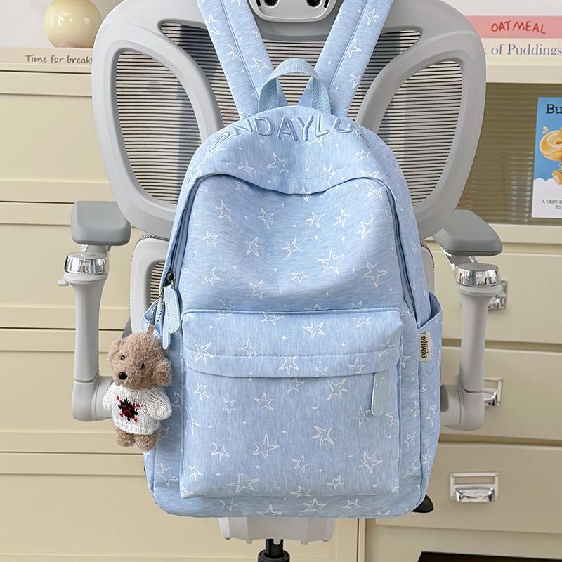 Schoolbag New Japanese Star Printed Backpack Female Student School Bag Lightweight Large Capacity Cute Plush Bear Backpack