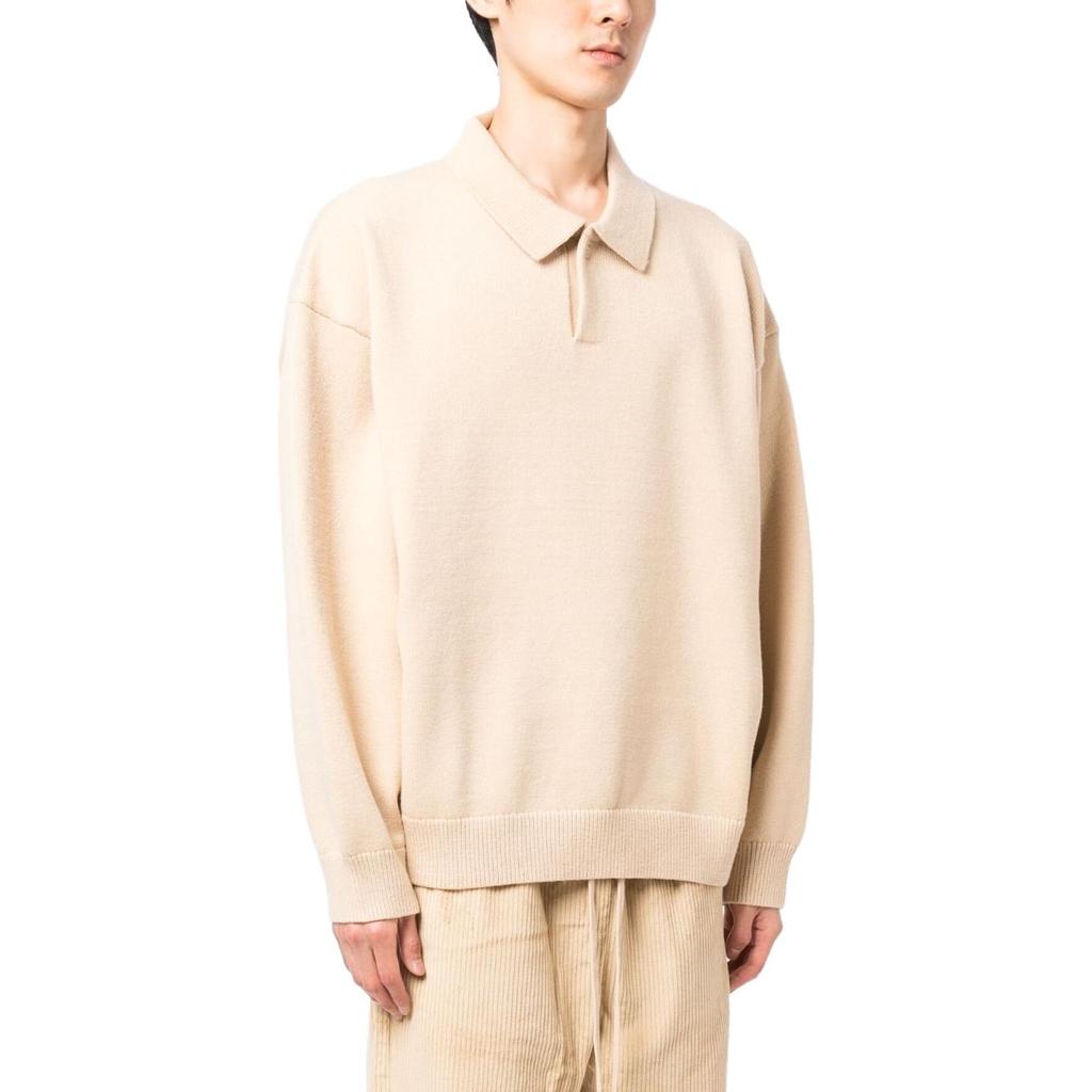 Fear of God Essentials Knit Long-Sleeve Polo Sand Men Tops Tan 192BT222184F