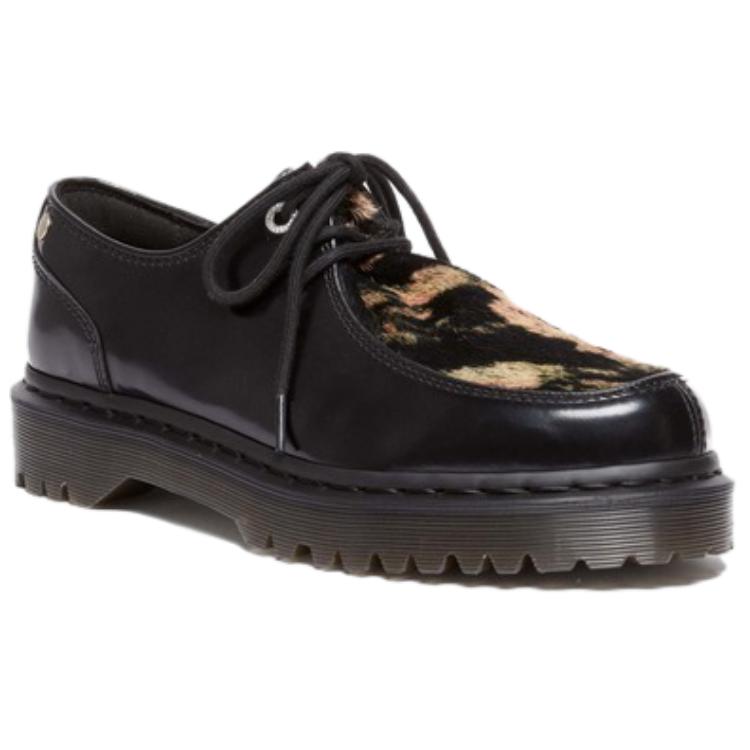 Dr Martens Zeffir 3i Leather Oxford Shoes Unisex Black Beige Buttero Hair On 31916779