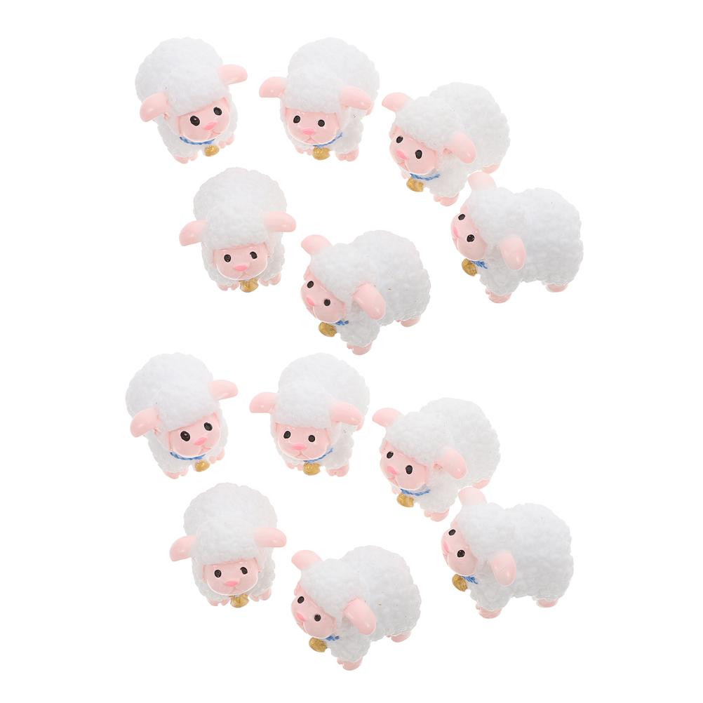 18pcs Miniature Animal Mini Sheep Resin Ornament For Fairy Garden Bonsai Succulent Decor Cake Topper Micro Landscape Accessory