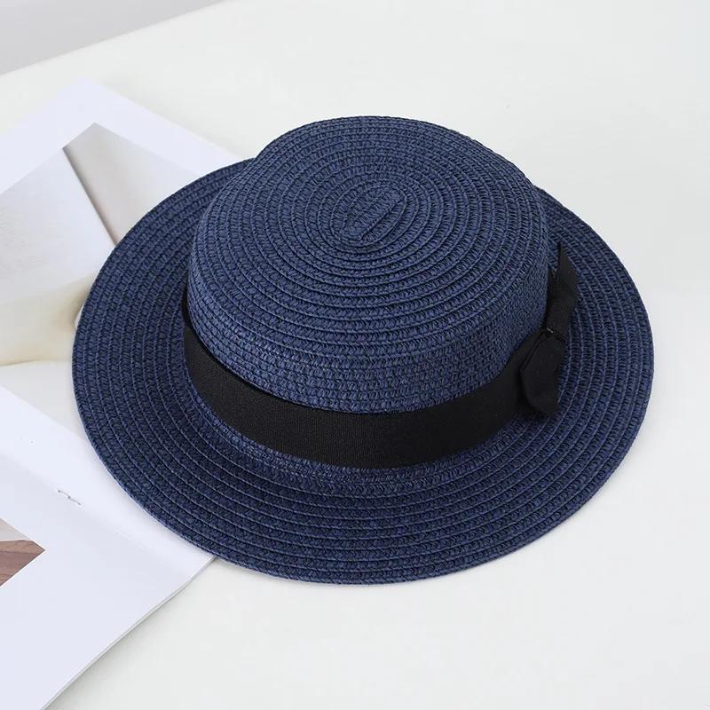 New Wide Brim Lady Classic Bowknot Straw Hats Outdoor Child Breathable Beach Hat Fashion Women Summer Sun Protection Panama Cap