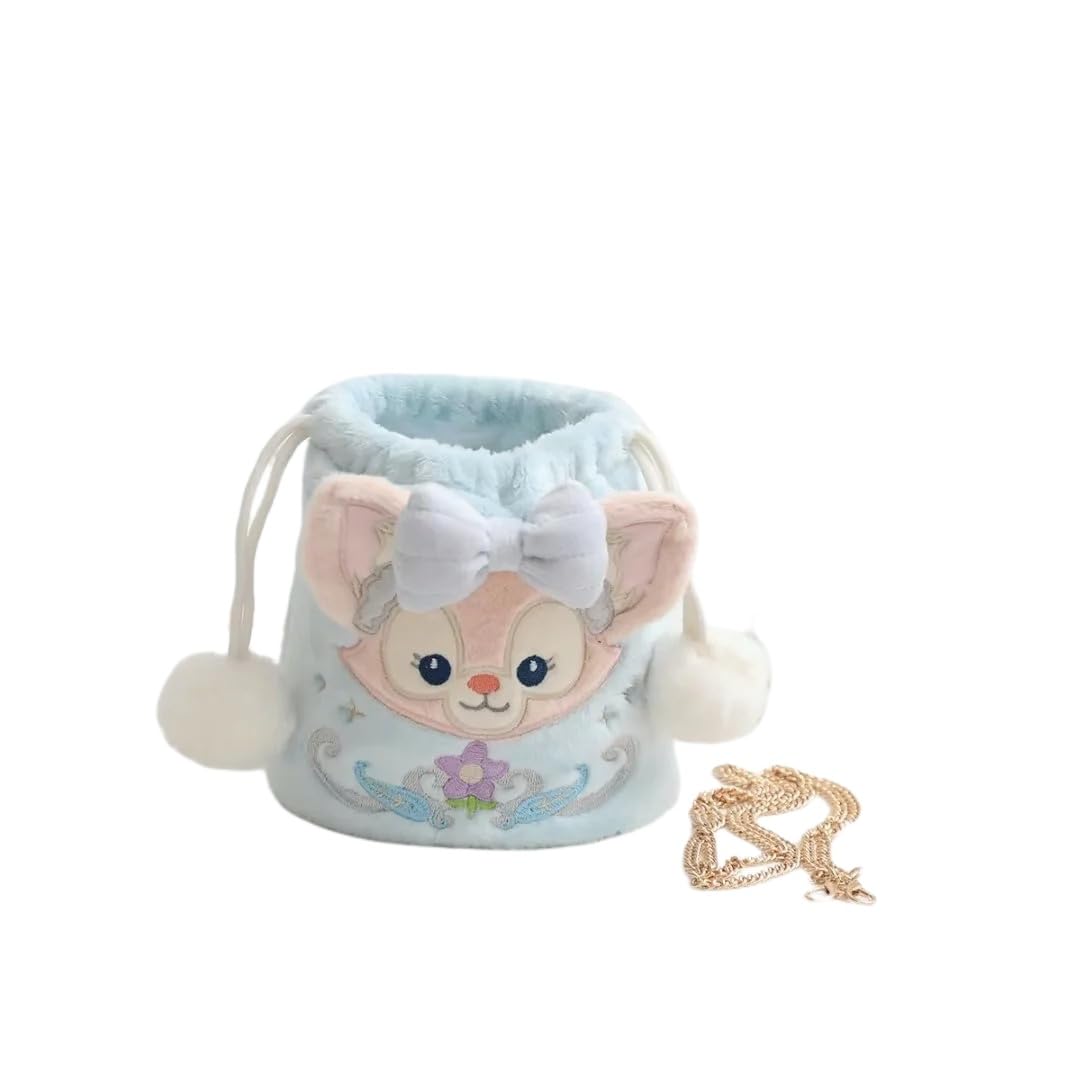 

[Dom Teporna] Leena Belle, Gelatoni, StellaLou Character Plush Toy Fluffy Tote Bag with Ribbon, 2-Way Shoulder Bag, Cute Makeup Pouch, Small Item Stor