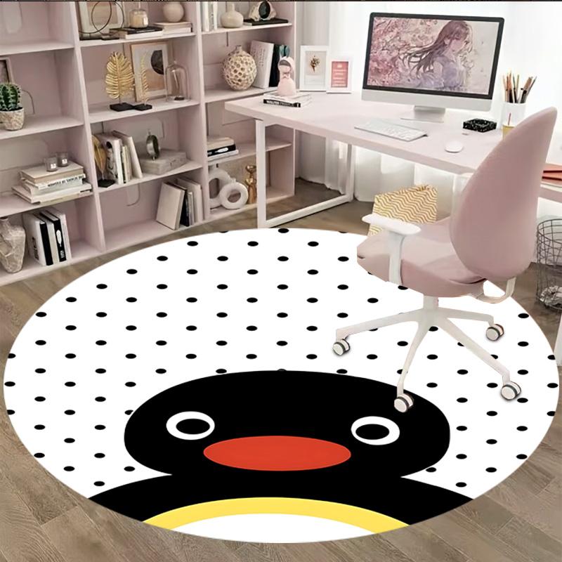 1pc Pingu2 Carpet, Round Rug, Comfortable, Suitable for Entryways, Living Rooms, Office, And Bedrooms, Christmas Decoration