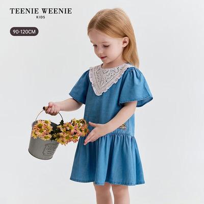 Kids 2026 Summer Girl's Denim Sunscreen Short Sleeve Dress