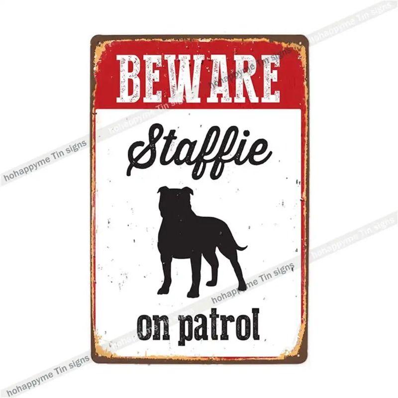 Retro Metal Sign German Shepherd Patrol Warning Decorative Plate for Home Wall 20x30cm