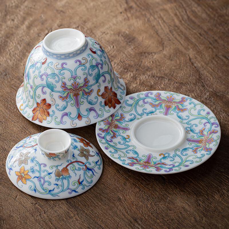 Simetang Hand-Painted Doucai Porcelain Gaiwan