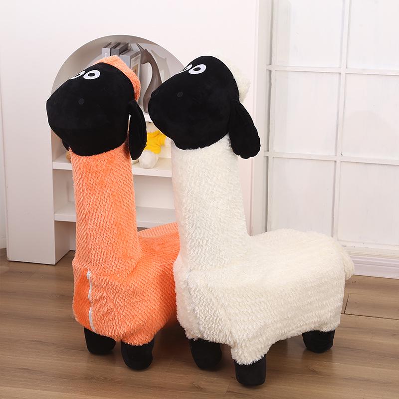 Alpaca Doll Stool with Wheels: Children's Living Room & Shoe Changing Seat