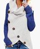 Autumn/Winter Women's Long-Sleeve Irregular Knit Color Block Button Sweater