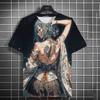 Japanese samurai samurai samurai sword tattoo girl T-shirt 3D printing universal personality anime T-shirt