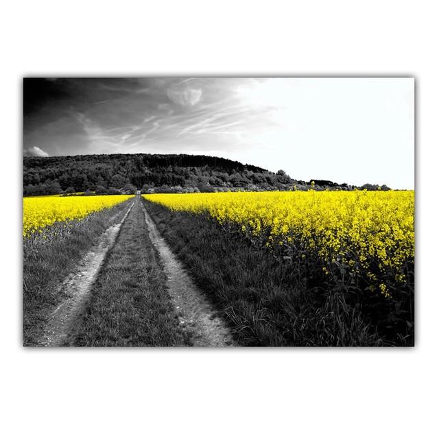 Retro Art Country Style Landscape Canvas Painting Rape Flower Sea Poster Office Wall Painting Living Room Home Decoration Mural No Frame