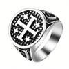 Vintage Titanium Steel Cross T Ring for Men Stylish Classic Unique Jewelry