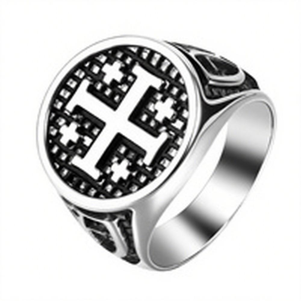Vintage Titanium Steel Cross T Ring for Men Stylish Classic Unique Jewelry