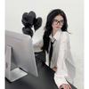 Women's White Shirt: New Spring/Fall Loose-Fit Long-Sleeve Base Layer Shirt + Tie