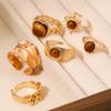IF ME 6 Pieces/set of Retro Trendy Pleated Geometric Rings, Women's Irregular Aesthetic Jewelry Accessories