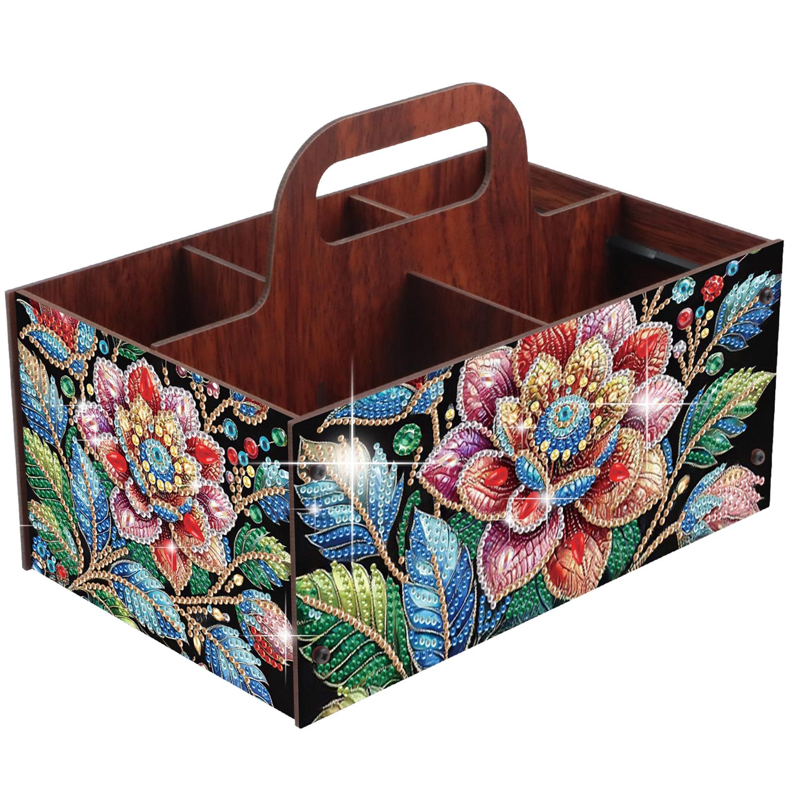 

DIY Wooden Diamond Art Painting Organizer with Handheld Diamond Art Painting Holder Box for Home Office Decor Craft Gift
