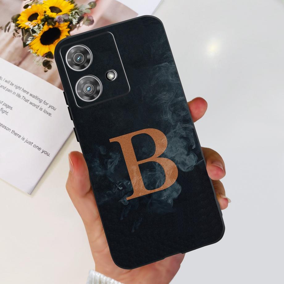 For Motorola Edge 40 Neo Case 26 Letters Black Pink Pattern Back Case For Moto Edge 40 5G 40Neo Soft TPU Silicone Stylish Bumper