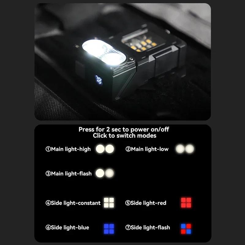 Multifunctional Ajustable Angle LED Flashlight Outdoors Mini Work Light Portable USB Rechargeable Light with Backpack Strap