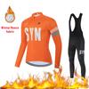 2025 Autumn and Winter Windproof Fleece Jacket Cycling Jersey Cycling Bib Men's Warm Top Road Bike Cycling Suit Long Set