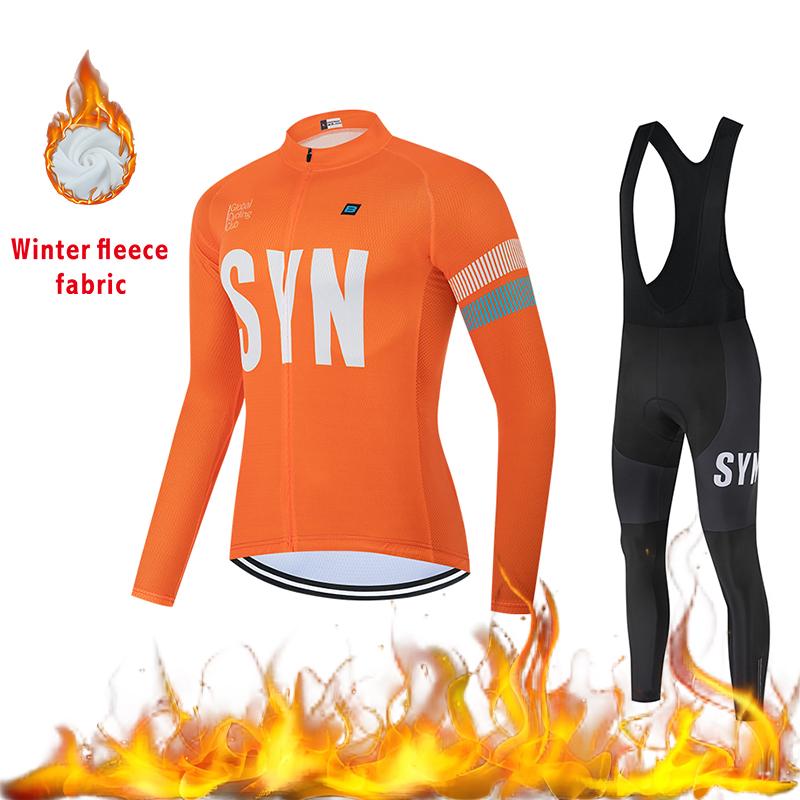2025 Autumn and Winter Windproof Fleece Jacket Cycling Jersey Cycling Bib Men's Warm Top Road Bike Cycling Suit Long Set
