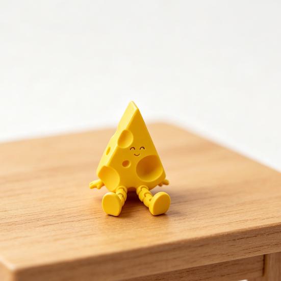 Novelty Cheese Sculpture with Movable Joints, 3D Printed Funny Cheese Slice Figurine Fidget Toy for Stress Relief, Office Desk Accessories