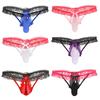 Mens Floral Lace Thong Sissy Underwear Sexy Bowknot Pouch G-string Bikini Sissy Nightwear