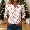 Blusa Feminina Casual com Estampa de Natal de Manga Longa