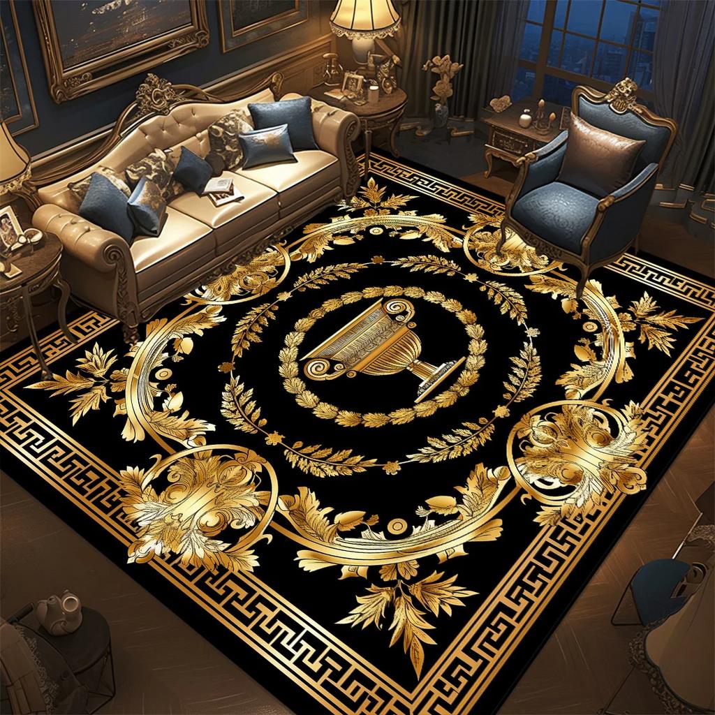 Luxury Style Golden Carpet for Living Room Washable Room Decor Lounge Rug Large Area Lobby Floor Mats Non-slip Entrance Door Mat