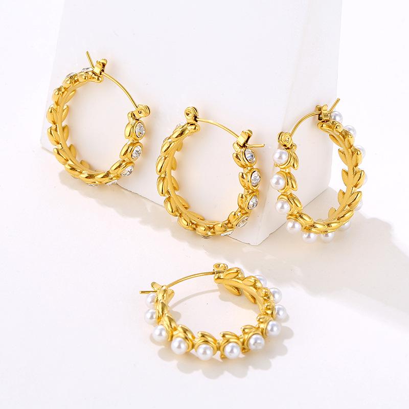 Elegant Pearl Zircon Earrings: Chic & High-End Stainless Steel Design for Women