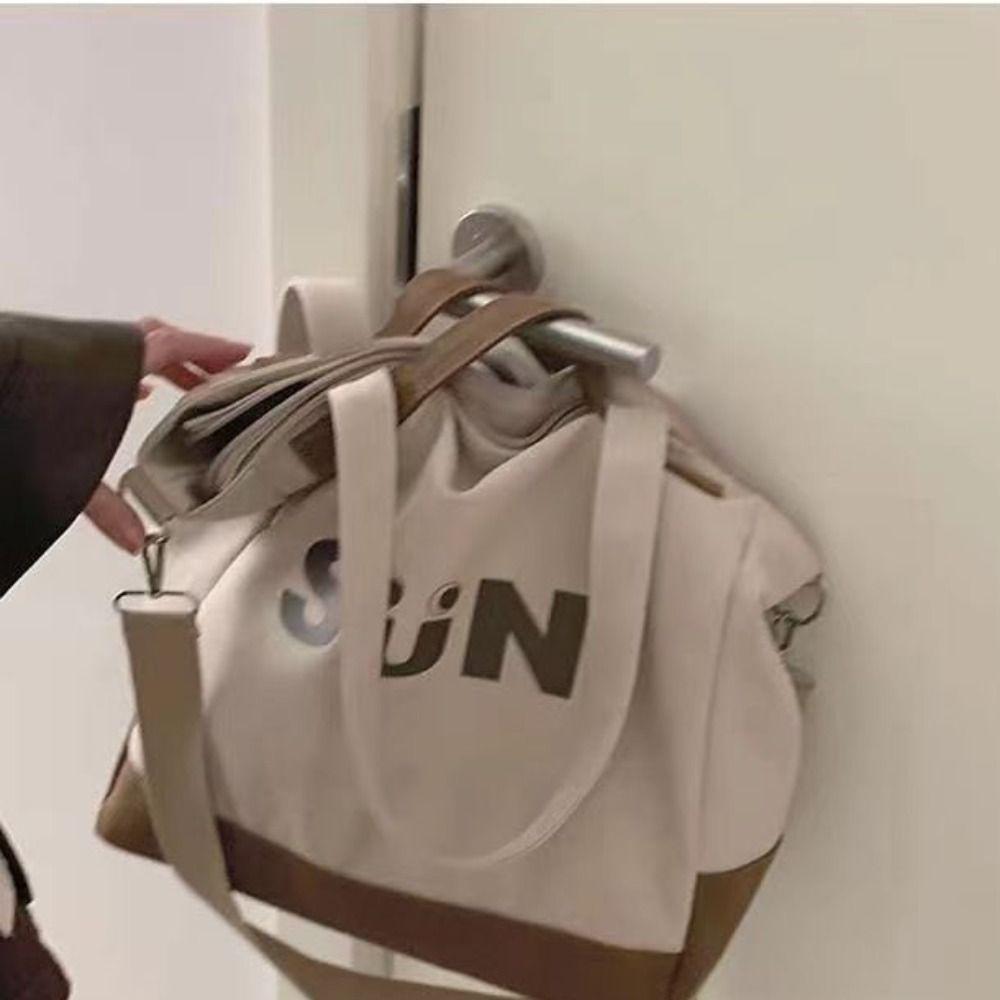 

Street Style Solid Color Canvas Bag Shoulder Bag Letter Tote Bag Simple Simple Handbag Streetwear чорний