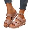 Sandales compensées à enfiler pour femmes, chaussures d'été à bout ouvert à une bride, grandes tailles, chaussures décontractées
