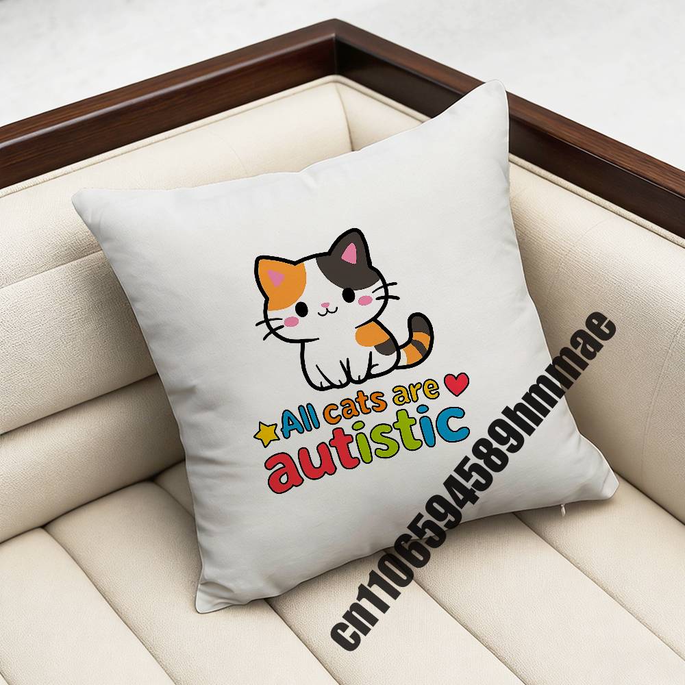 For Autistic Cat Autism Puzzle Throw Pillow Case Sham Xcm Xcm Square Car Pillowcase Pad Cushion Cover
