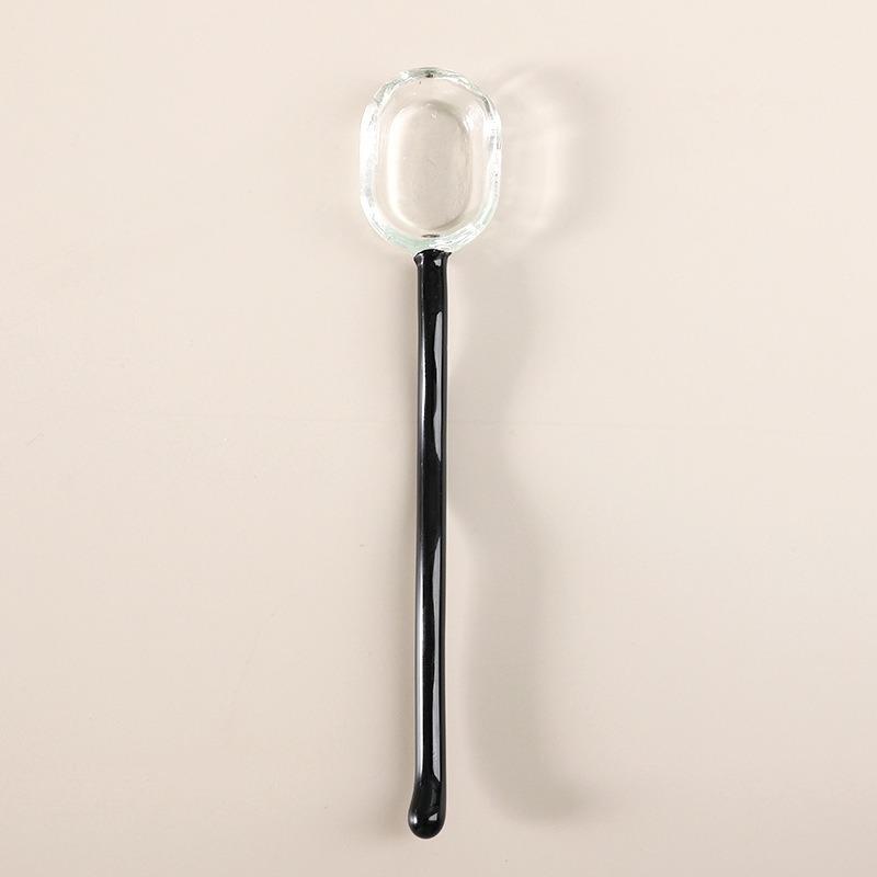 Long Handle Glass Soup Spoons High Temperature Colored Transparent Juice Coffee Dessert Stirring Spoon Kitchen Tableware4