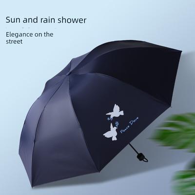 Paradise Umbrella Sun Protection Student Black Coating Uv Protection Umbrella Dual-Use Umbrella Sunshade Umbrella Cute Simple Fresh Style
