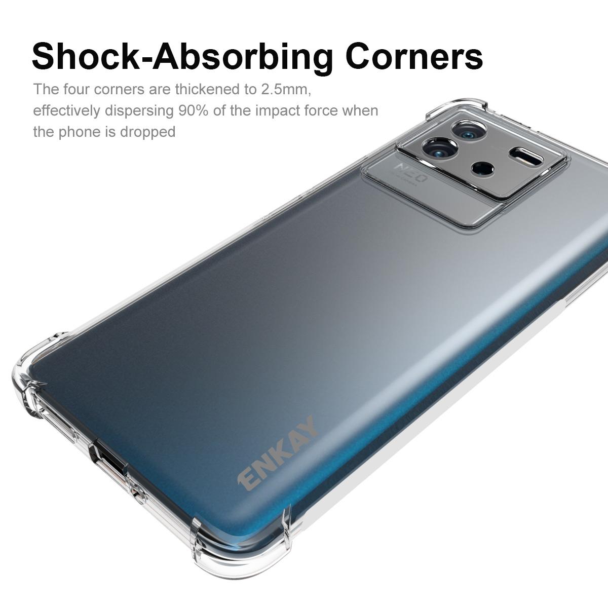 

ENKAY HAT PRINCE For vivo iQOO Neo6 Crystal Clear TPU Phone Cover Thickened Corners Shell Protective Case with Anti-slip Strip Edge A