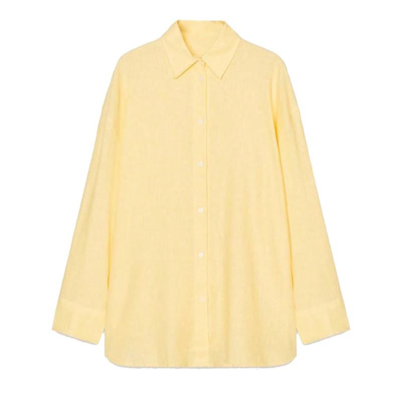 Womens Loose Long Sleeve Shirt Sun Protection Casual Street Style Top Pure Color Button Front