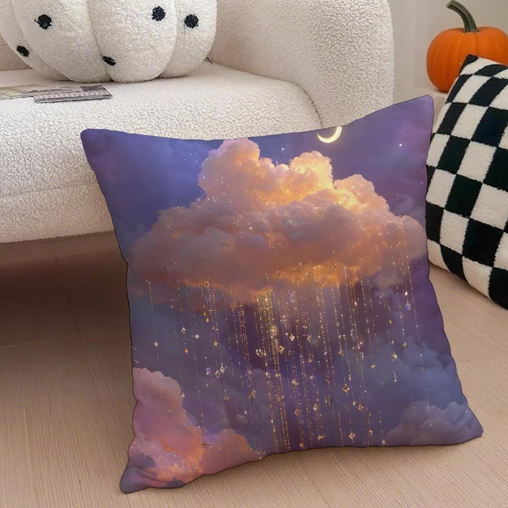Ffufu Fluffy Clouds Cushion Cover Throw Pillow Cover Hidden Button Durable Polyester Chair Cushion