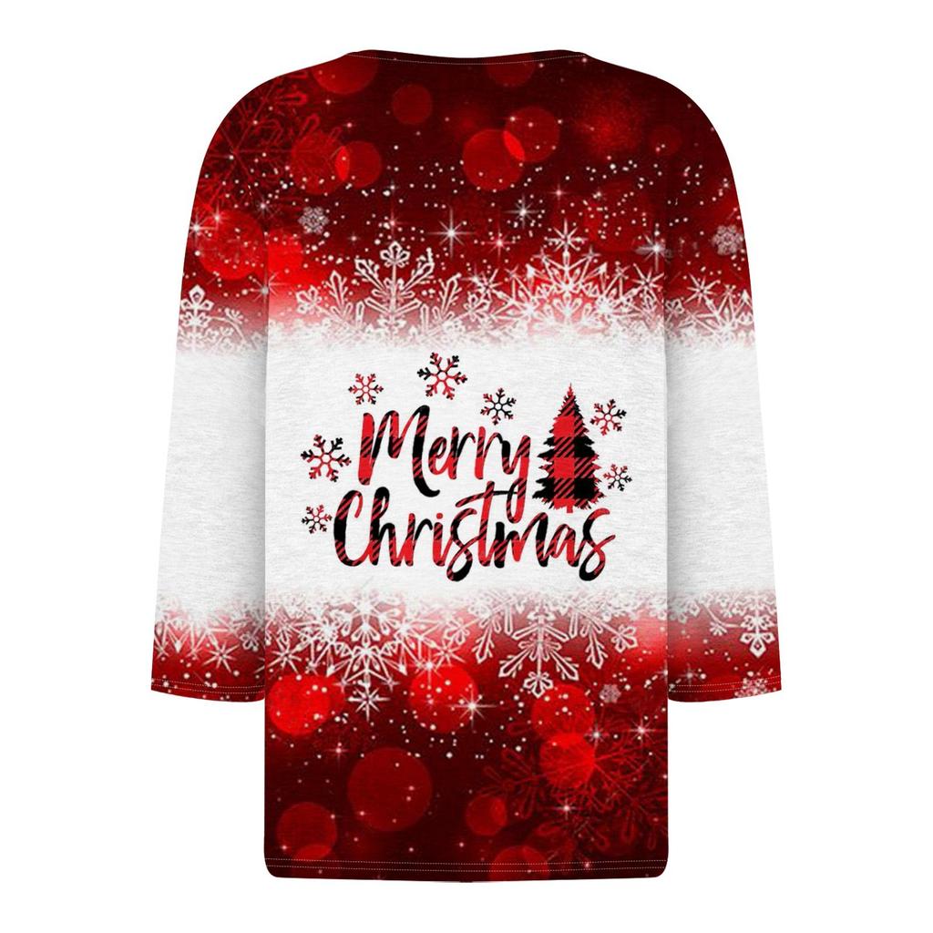 Women's T Shirt Tee Print Button 3/4 Sleeve Daily Weekend Fashion Basic V- Neck Regular Top
