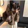Gray soft waxy turtleneck cardigan sweater jacket women wear lazy wind loose medium and long knitted sweater in autumn and winter