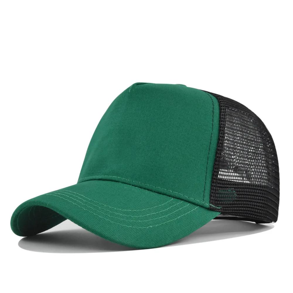 Customized Logo Hard Top 5 Panels Mesh Baseball Cap For Men Women Advertising Cap Breathable Sun Hat Solid Color Visor Gorra