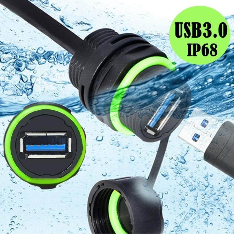 Industrial USB3.0 Male To Female Panel Mount Cable Nylon Housing Highly Temperature Resistant 5Gbps Syncing 100cM Cable