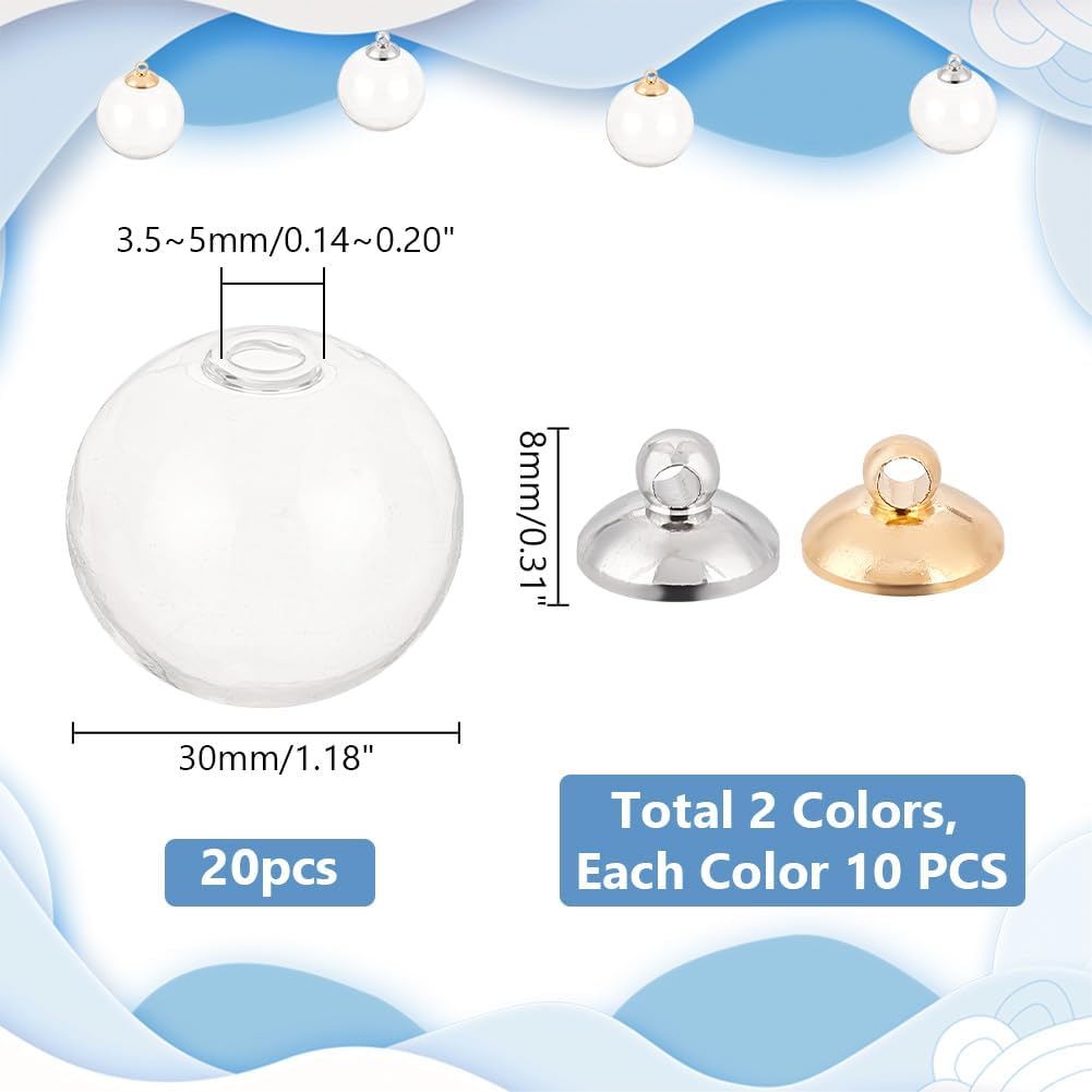 PH PandaHall Glass Bottle Pendants, Mini Clear Glass Globe Bottles Empty Ball Bottles for Earring